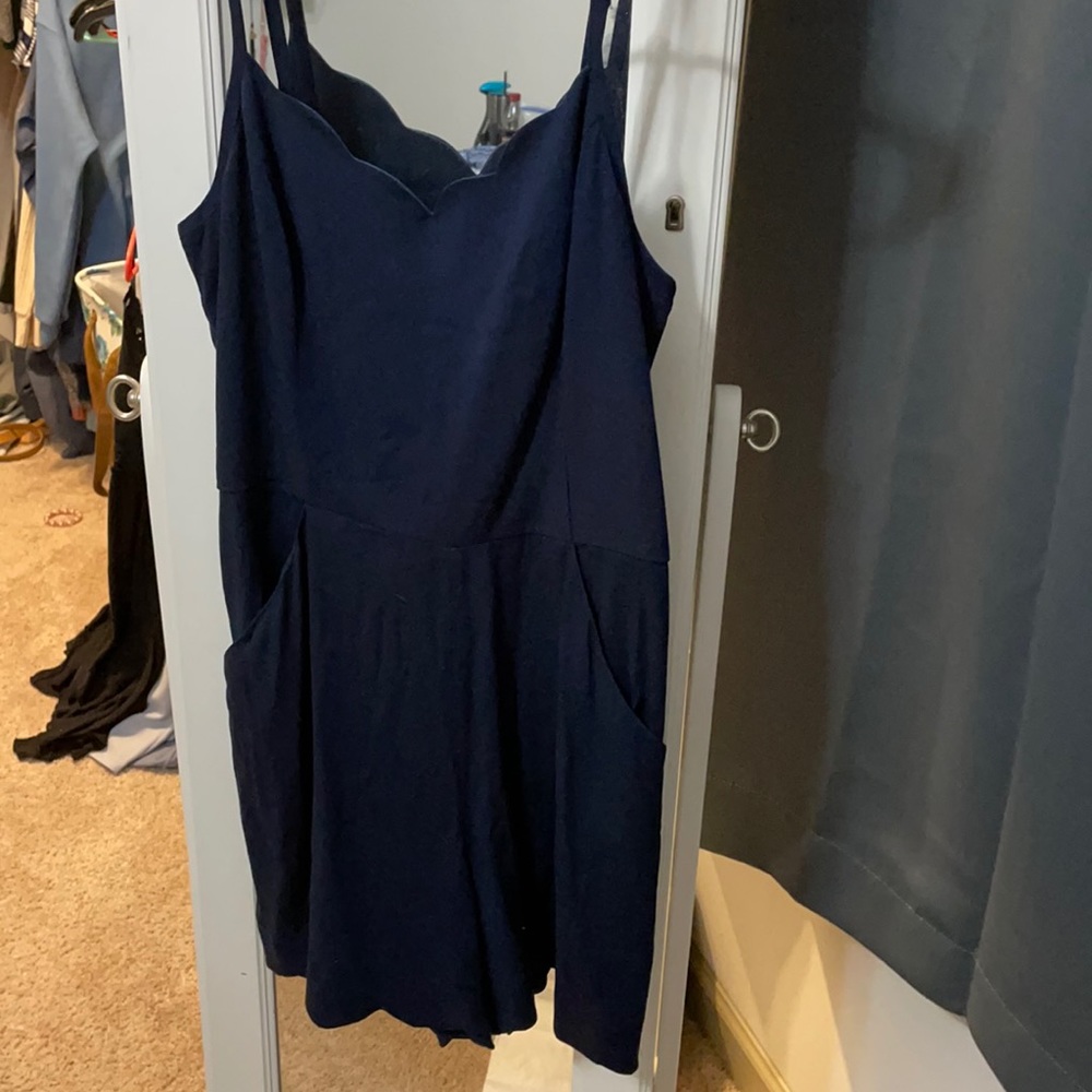 Navy Scalloped Romper